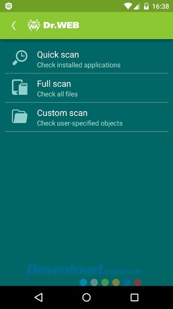Các tùy chọn quét của Dr.Web Anti-virus Light