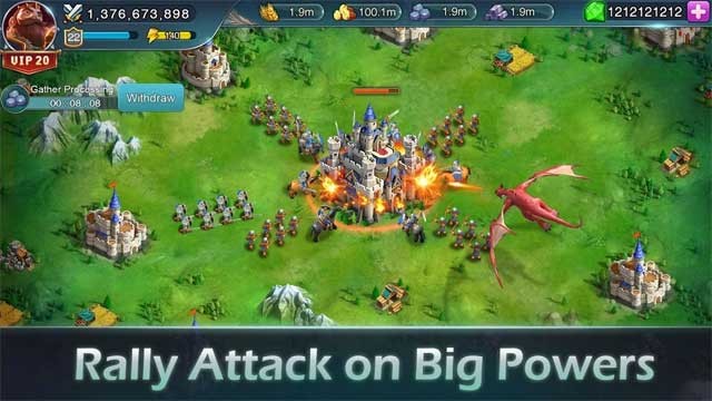 Tập hợp mọi lực lượng và tấn công pháo đài lớn của địch trong Dragon and Lords cho Android