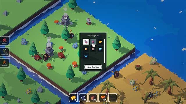 Thu thập và tích lũy tài nguyên để mở khóa và chế tạo các tòa nhà