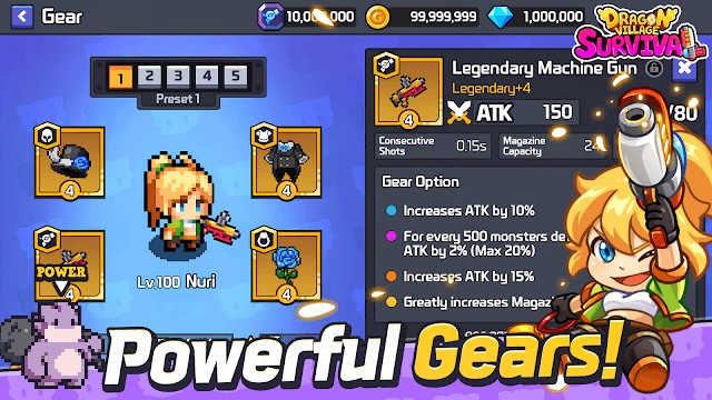 Trang bị những thiết bị mạnh mẽ để chiến đấu với quái vật trong game Dragon Survival