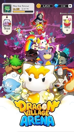 Bạn huấn luyện những con rồng khác nhau trong game Dragon Village Arena