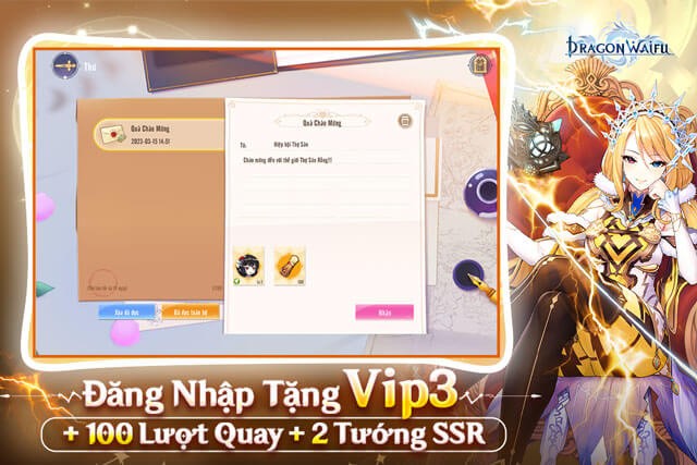 Đăng nhập tặng VIP3, hơn 100 lượt quay, hơn 2 tướng SSR