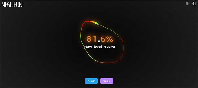 Trang web sẽ hiển thị tỷ lệ phần trăm hoàn hảo sau khi bạn vẽ xong