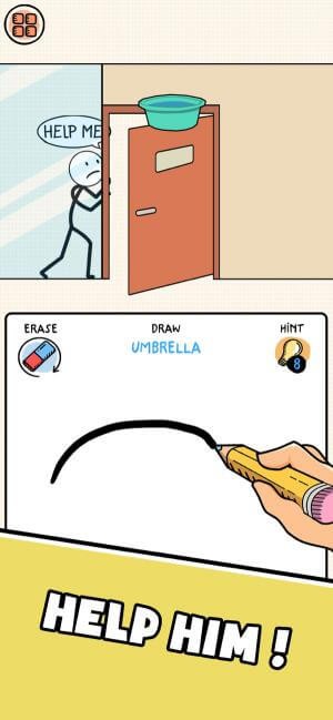 Giúp nhân vật thoát khỏi tình huống khó khăn bằng cách vẽ tranh trong game Draw puzzle