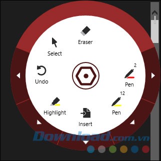 Menu khá độc đáo của ứng dụng