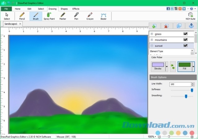 Cùng thiết kế hình ảnh kỹ thuật số sinh động với hàng loạt công cụ vẽ tự do trong DrawPad Graphic Editor