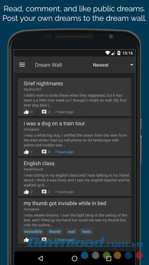 Bình luận bài đăng trên Dream Journal Ultimate cho Android