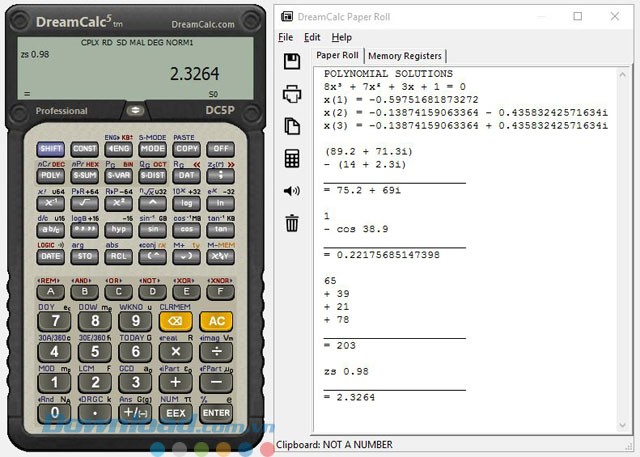 Giao diện phần mềm DreamCalc Graphing Edition