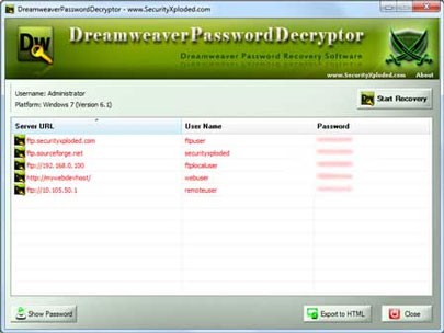 DreamweaverPasswordDecryptor