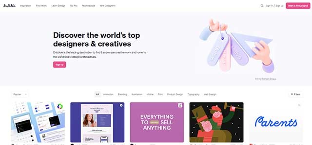 Dribbble là trang web về thiết kế hàng đầu hiện nay