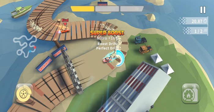 Lái xe trên con đường gấp khúc và thực hiện các cú bẻ lái ngoạn mục trong game Drift Car Racing : Super Boost