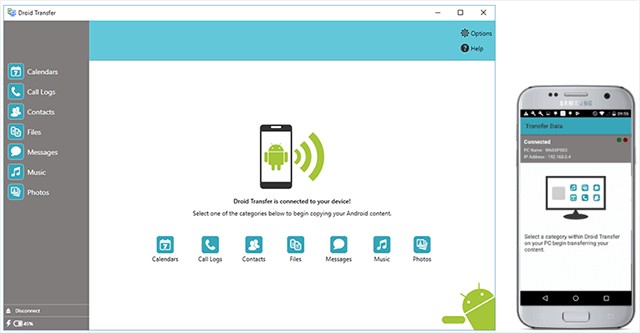 Droid Transfer là phần mềm chuyển dữ liệu điện thoại Android sang máy tính và ngược lại