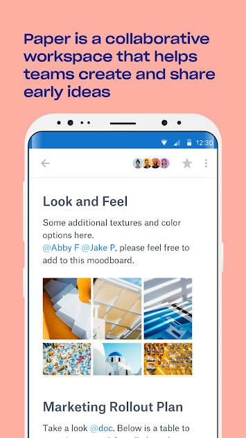 Dropbox Paper android để các thành viên cùng tương tác trên một văn bản duy nhất