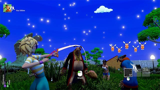 Mỗi vai trò trong Drunken Nuke'em được trang bị vũ khí và bẫy độc đáo để tấn công hoặc tẩu thoát