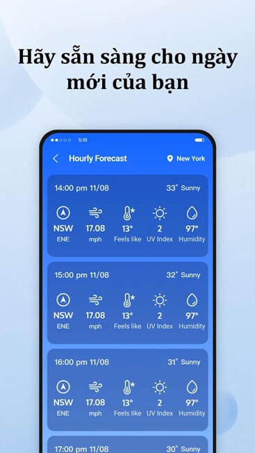 Thông báo thời tiết trong ngày mới
