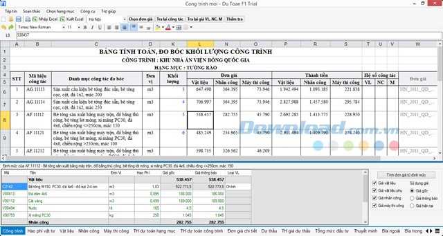 Tải Dự toán F1 - Dự toán công trình hiệu quả hơn