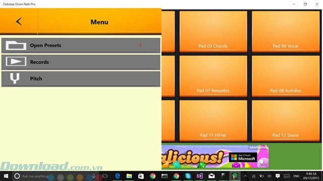 Menu của Dubstep Drum Pads Pro