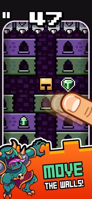 Di chuyển các bức tường hầm ngục để tạo đường đi cho nhân vật trong Dungeon Drop