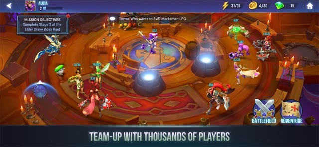 Lập team với hàng nghìn người chơi khác trên toàn thế giới