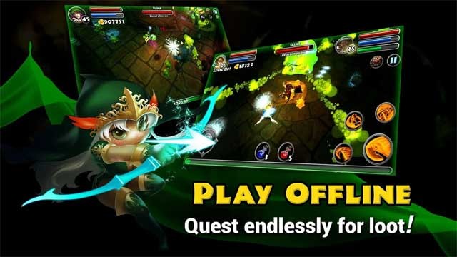Khám phá và loot các hầm ngục trong chế độ offline của Dungeon Quest