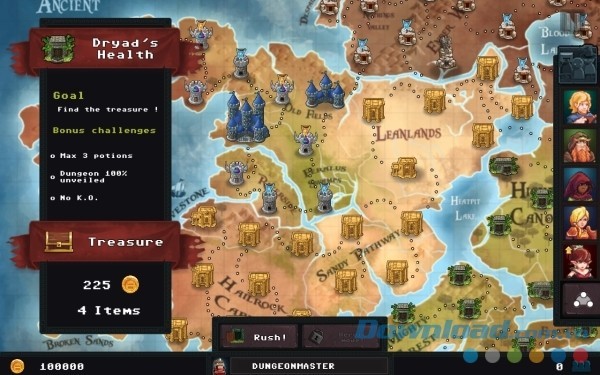 Bản đồ thế giới rộng lớn của Dungeon Rushers cho Android