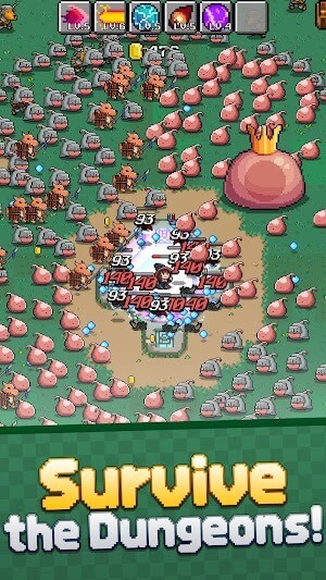 Bạn phải sinh tồn trong những hầm ngục đầy quái vật khi chơi game Dungeon Survivor.io