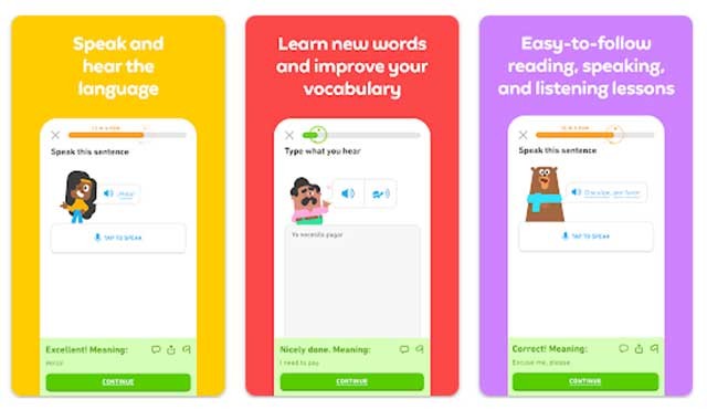 Các bài học giống như trò chơi và các nhân vật vui nhộn