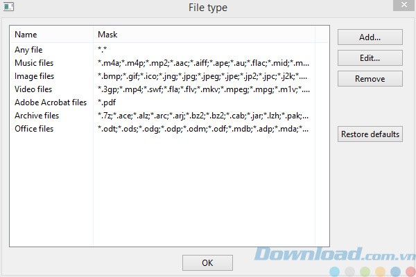 Tùy chỉnh loại file cần quét