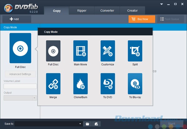 Các tùy chọn Copy