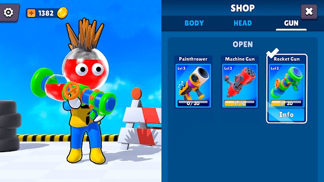 Chọn vũ khí và tùy chỉnh diện mạo nhân vật của bạn trước khi chiến đấu trong game Dye Hard - Color War