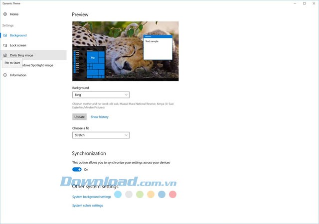 Thiết lập tùy ý
