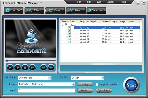 Eahoosoft DVD to MOV Converter