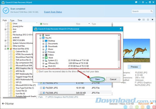 Lựa chọn thư mục lưu file