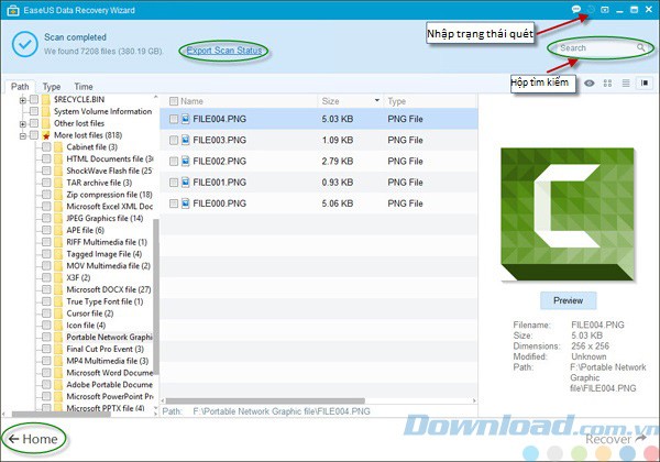 Nhập và xuất kết quả quét