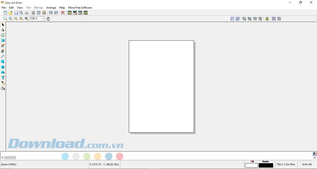 Giao diện xuất hiện lúc mới sử dụng phần mềm đồ họa Easy Art Draw