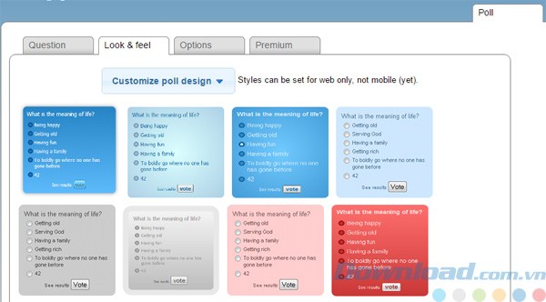 Chọn màu nền cho câu hỏi