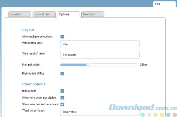 Thiết lập các tùy chọn