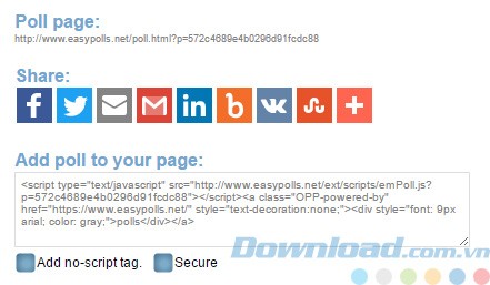 Các tùy chọn chia sẻ câu hỏi