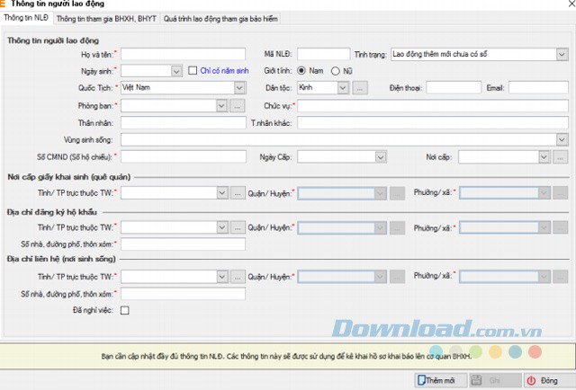 Thông tin người lao động