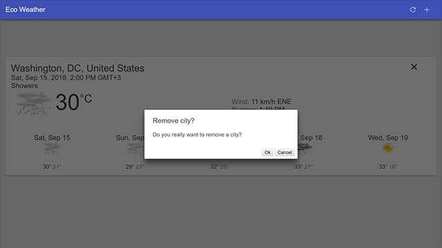 Xóa thành phố đã lưu trong Eco Weather