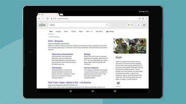 Ecosia có giao diện tương tự Google