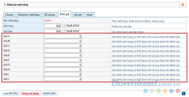 Đăng ký mặt hàng để dễ dàng so sánh giá