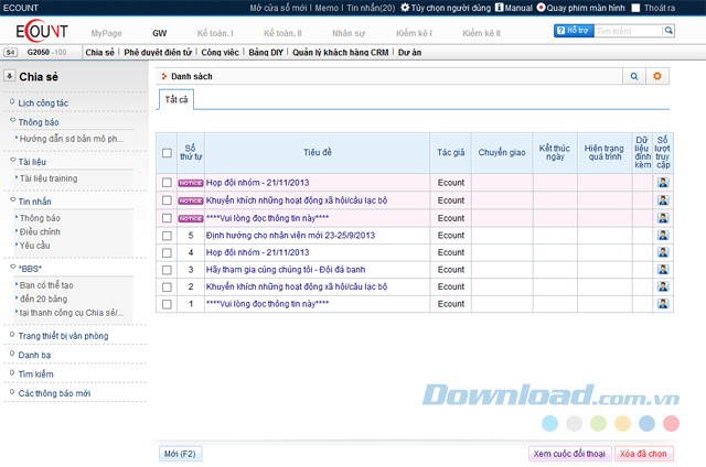Dễ dàng theo dõi thông báo của nhóm trên bảng tin