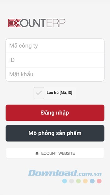 Đăng nhập Ecount ERP