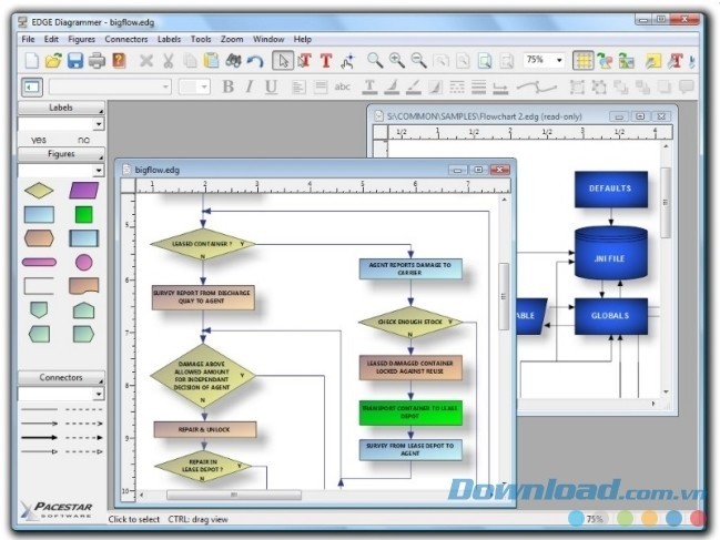Màn hình giao diện chính của EDGE Diagrammer