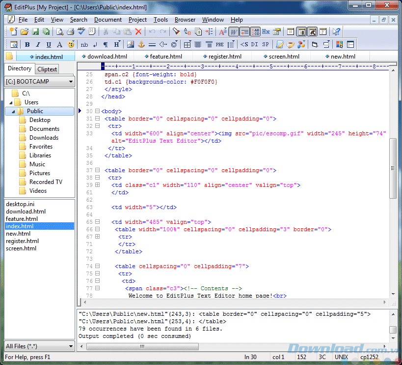 Giao diện của EditPlus