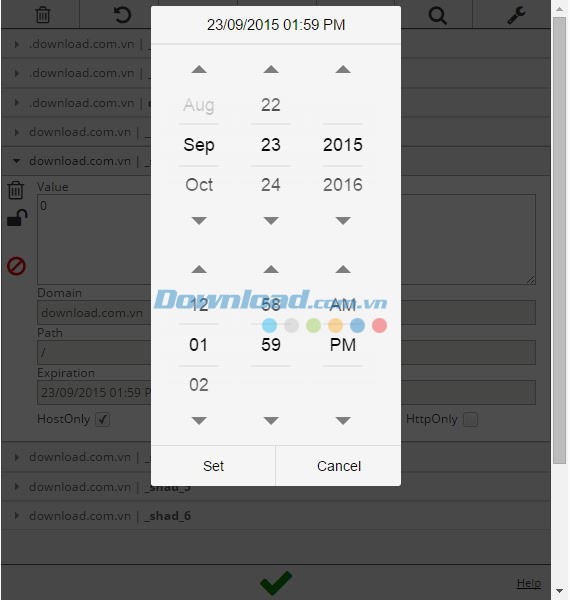 Thay đổi thời gian hết hạn của cookie