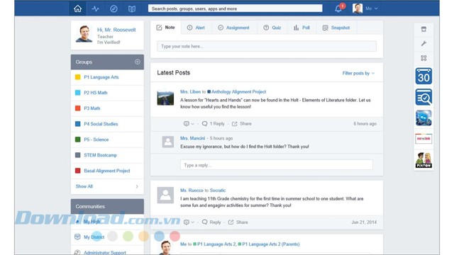 Theo dõi các bài đăng mới nhất bằng phần mềm giáo dục cho PC Edmodo