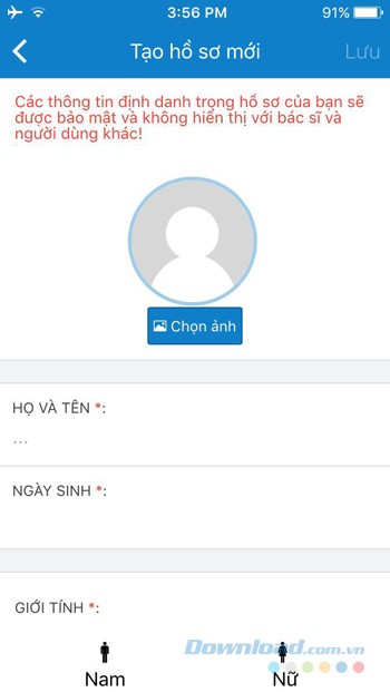 Tạo hồ sơ mới