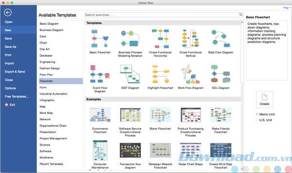 Giao diện của Edraw Max cho Mac